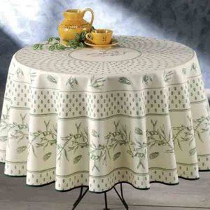 71" ROUND CICADAS OLIVE GREEN PROVENCE TABLECLOTH
